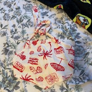 Cotton On Red and White Graphic Crop Top